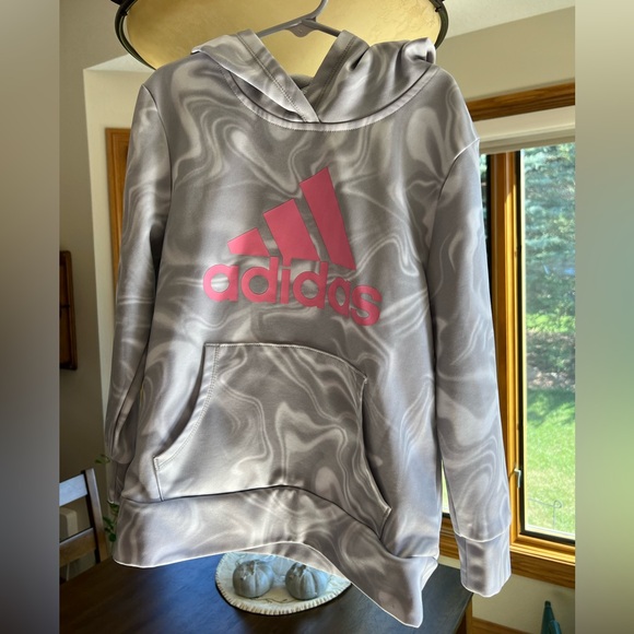 Adidas Girls Light Gray Hoodie - Picture 1 of 3